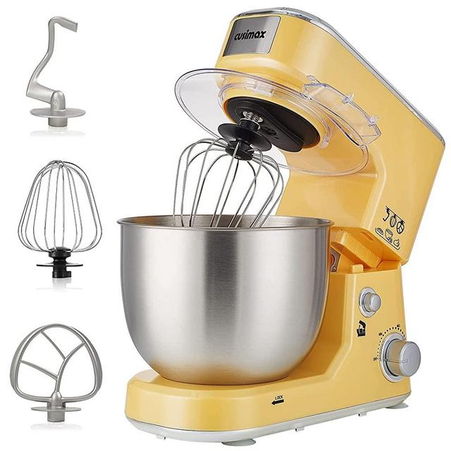 Stand Mixer, CUSIMAX Dough Mixer Tilt-Head Electric Mixer with 5-Quart Stainless Steel Bowl, Dough Hook, Mixing Beater and Whisk, Splash Guard(Upgraded-Dishwasher Safe Attachment)