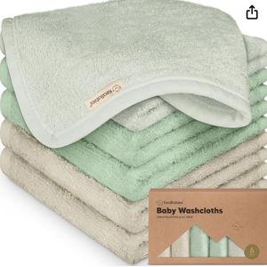 6-Pack Baby Washcloths - Soft Viscose from Bamboo Washcloth, Baby Wash Cloths for Newborn, Kids, Bath Baby Towels, Face Towel, Face Cloths for Washing Face (Hills)