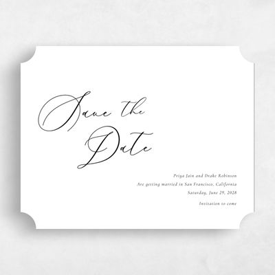 White Ticket Wedding Save the Date - Merlo Landscape