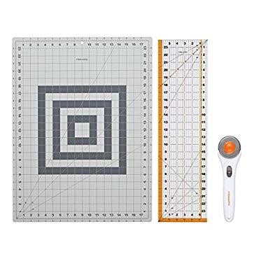 Fiskars Crafts 95237097J Rotary Sewing Cutting Set (3 Piece), Grey