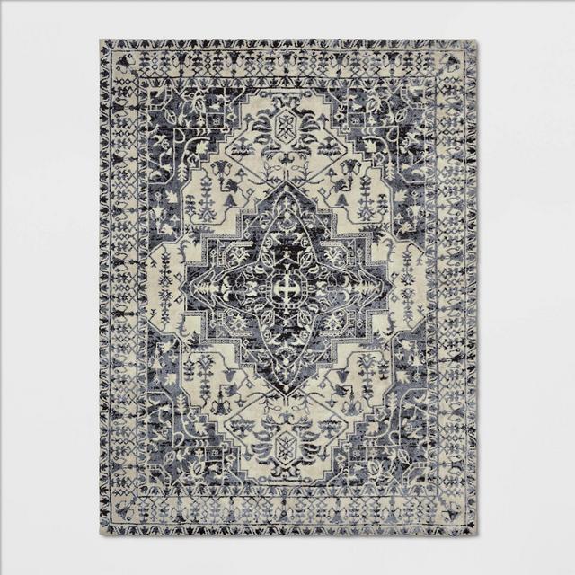 9'X12' Pavoria Vintage Persian Tufted Medallion Rug Charcoal Heather - Opalhouse™
