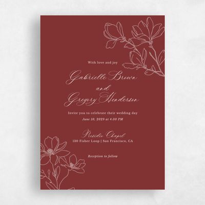Currant Red Wedding Invitation - Magnolia Portrait