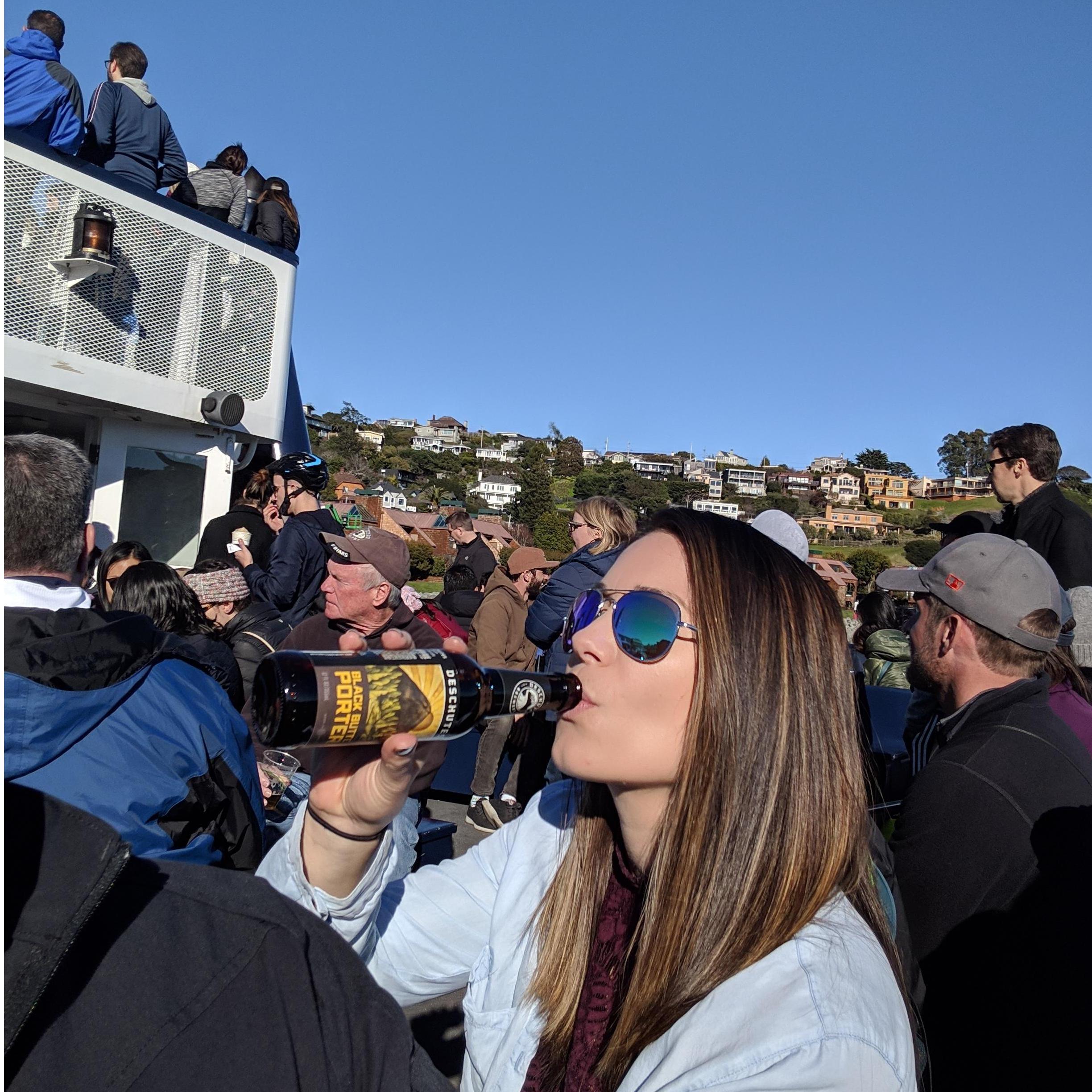 After the bike ride we took the ferry back to SF and had a beer along the way