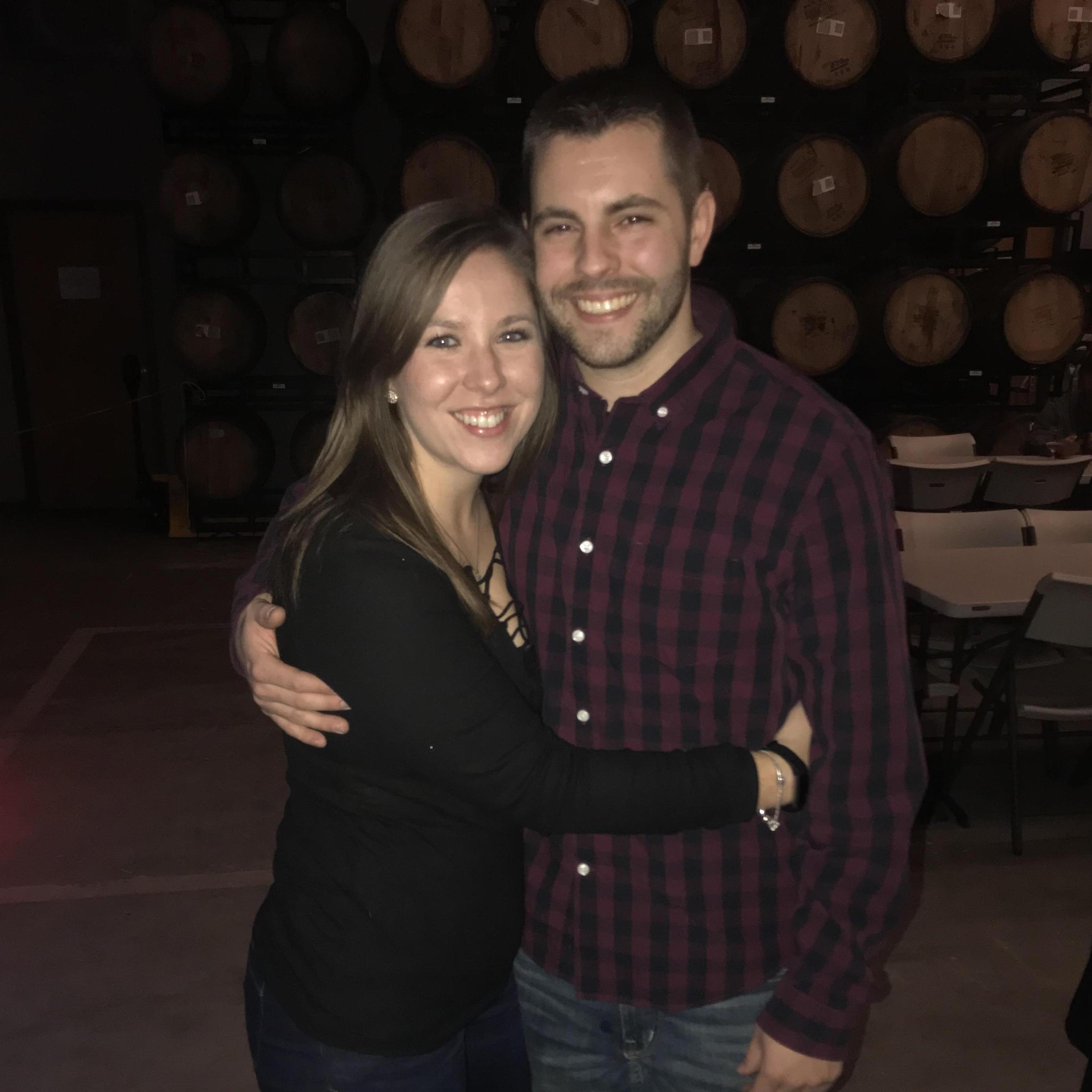 This was one of our first photos together in January 2018! It was at Hailstorm Brewery in Tinley Park. He actually wore this exact shirt for our engagement photos Fall 2021! It's one of my favorites.