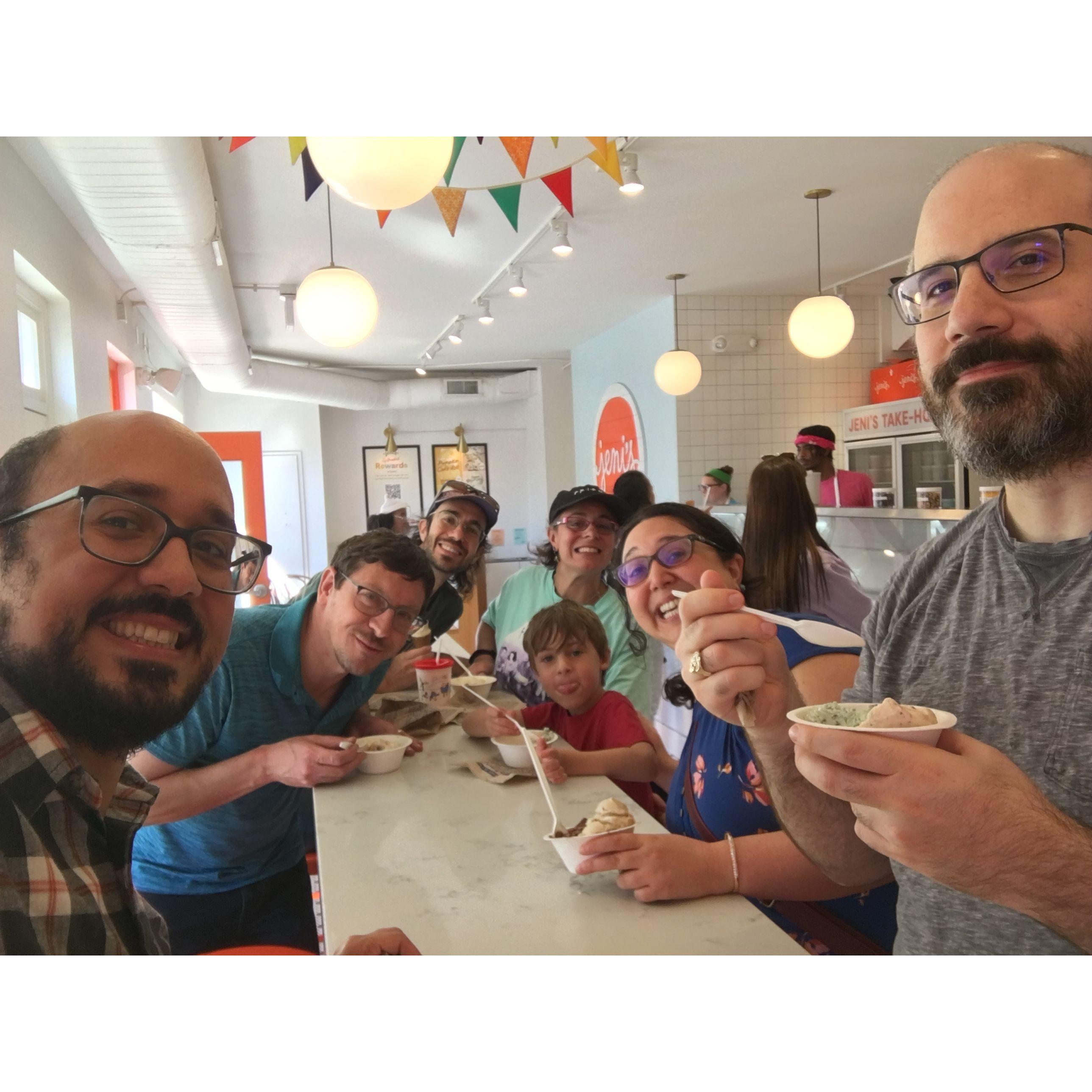 This crew loves ice cream! Shawn's sister Shannon, nephew Sammy, and brother-in law Josh joined Fareed's sister Sheeva and brother-in-law Nate for Jeni's ice cream in Virginia.