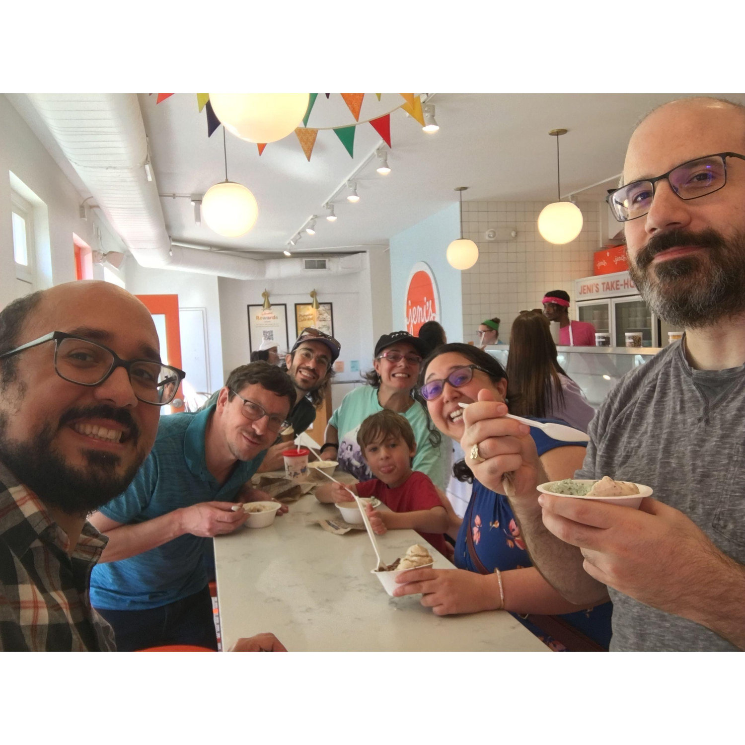 This crew loves ice cream! Shawn's sister Shannon, nephew Sammy, and brother-in law Josh joined Fareed's sister Sheeva and brother-in-law Nate for Jeni's ice cream in Virginia.