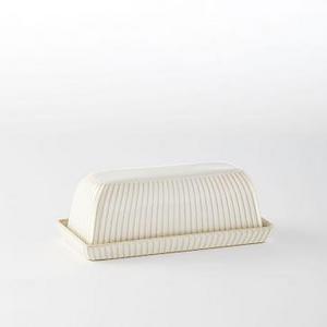 Textured Butter Dish, White, Lines