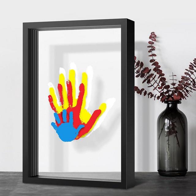 Omrhvi Family Handprint Kit, DIY Craft Keepsake Frame, Baby Hand Print Kits, Family Gifts for New Mom, New Parents, Grandparents, Father's Day, Mother's Day, Anniversary, 6 Non -Toxic Paints (Black)