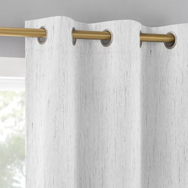 2pc 37"x84" Sun Zero Halleck Vertical Strie 100% Blackout Grommet Curtain Panel Pair Pearl: Modern Thermal Insulated
