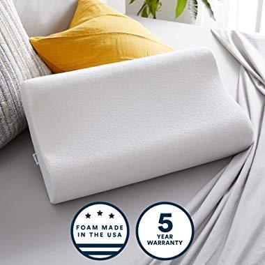 Sleep Innovations Contour Memory Foam Standard Size Pillow, Cervical Support Pillow for Sleeping, Made in the USA with 5 Year Warranty