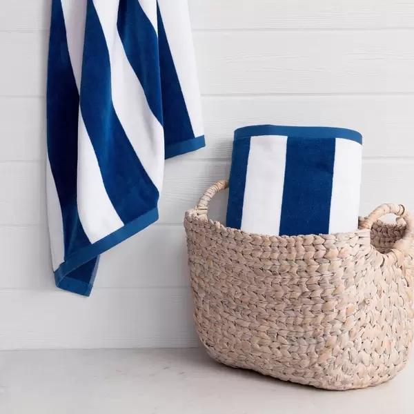 Porch & Den Rosina Oversized 2-Piece Cabana Beach Towel Set - Navy