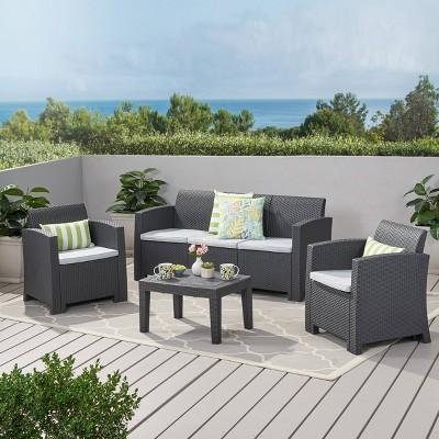Jacksonville 4pc Faux Wicker Chat Set - Christopher Knight Home
