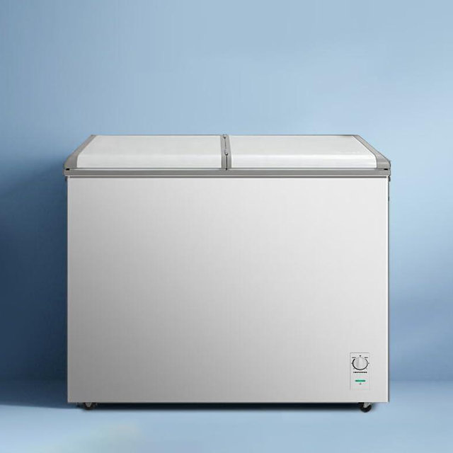 Chest Freezer 9.5 Cu.ft Double Door Deep Freezers with Removable Baskets,with 7 Temperature Settings, Perfect for Homes, Garages, Basements, RVs, White