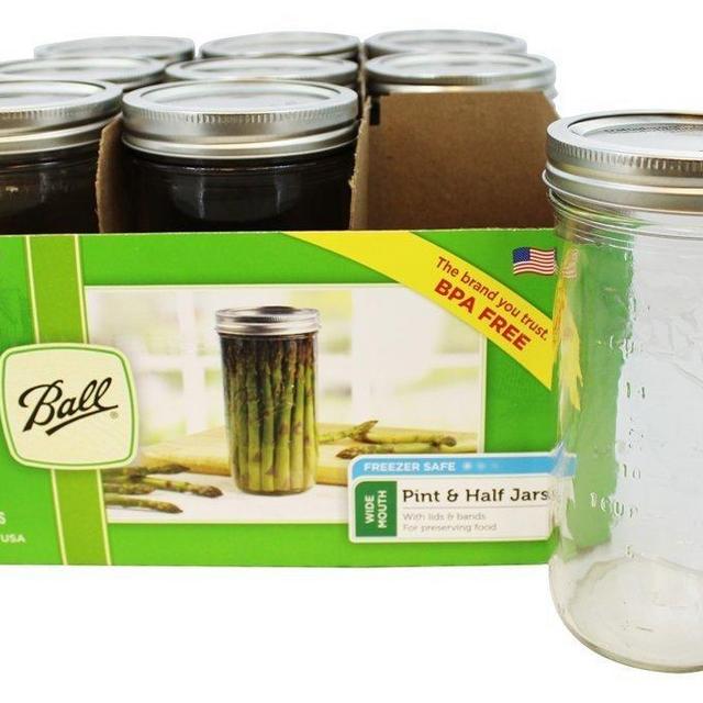 Ball Wide Mouth 64 oz half gallon mason Jars with Lids and Bands 6-Pack  bundled With, KangarooBands Jar Opener, and Package Of Jar Labels Canning