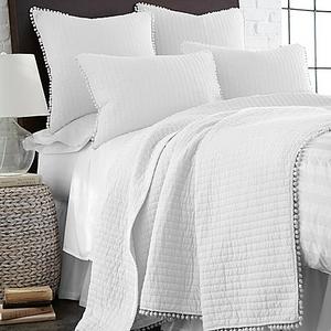 Levtex Home Pom Pom Reversible King Quilt in White