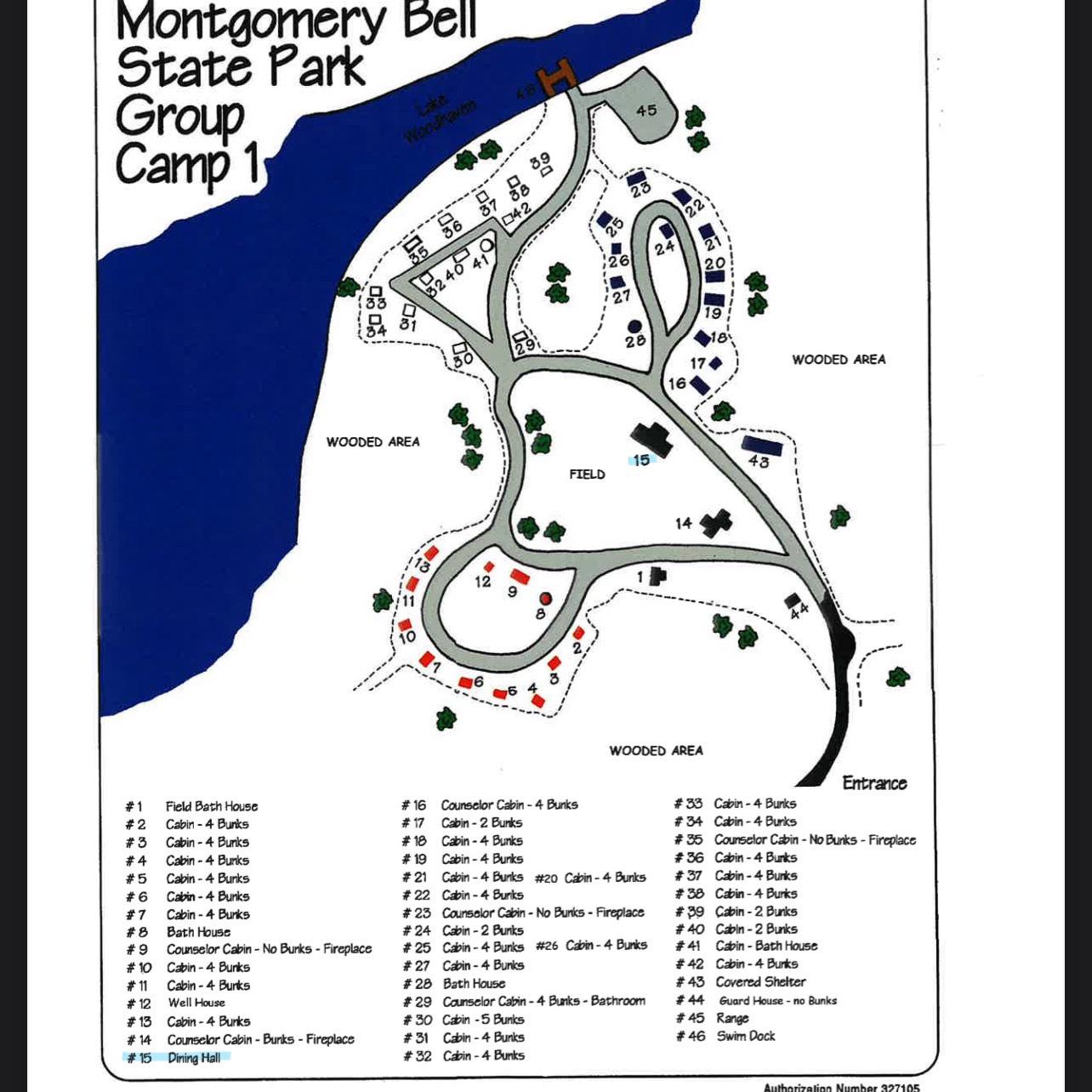Map of Group Camp One. 
I highlighted the dining hall.