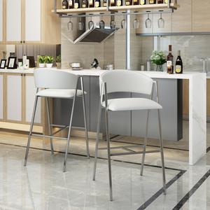 Emily Modern Ivory Leather 28.25 Inch Barstool (Set of 2)