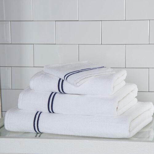 Hotel Classic Bath Towel - White + Navy