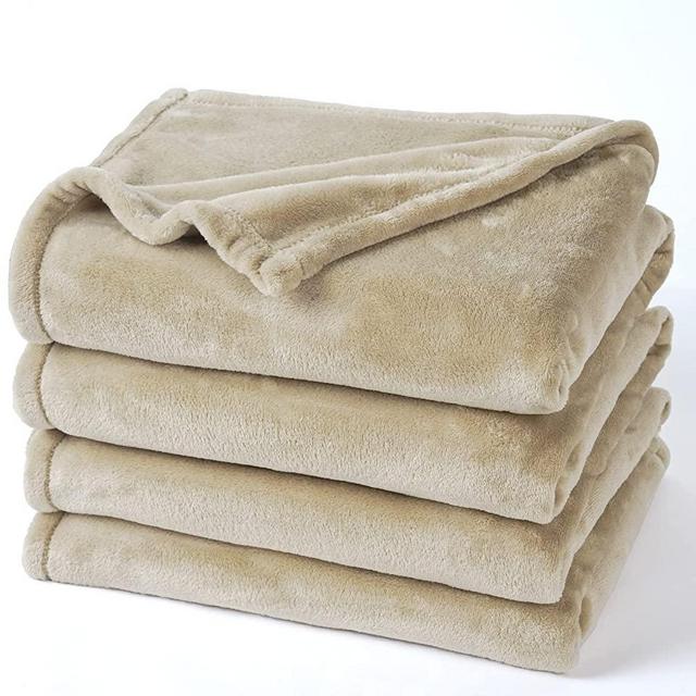 PHF Ultra Soft Fleece Blanket King Size, No Shed No Pilling Luxury Plush Cozy Flannel 300GSM Lightweight Blanket for Bed, Couch, Chair, Sofa Suitable for All Season , 108" x 90", Khaki