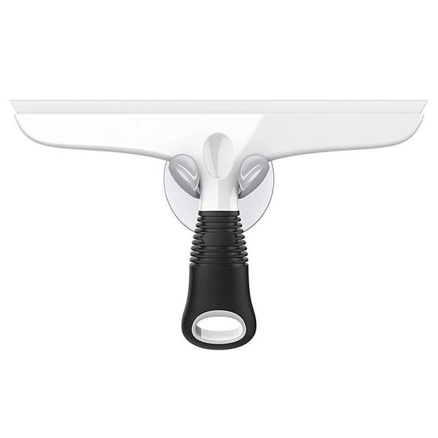 MR.SIGA Multi-Purpose Silicon Squeegee for Window, Glass, Shower Door, Car Windshield, Heavy Duty Window Scrubber, Includes Suction Hook, 10 inch, White & Black, 1 Pack