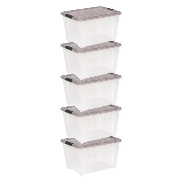 IRIS 53qt 5pk Stack and Pull Box Clear with Gray Lid