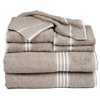 8pc Striped Bath Towel Set White/Gray - Yorkshire Home