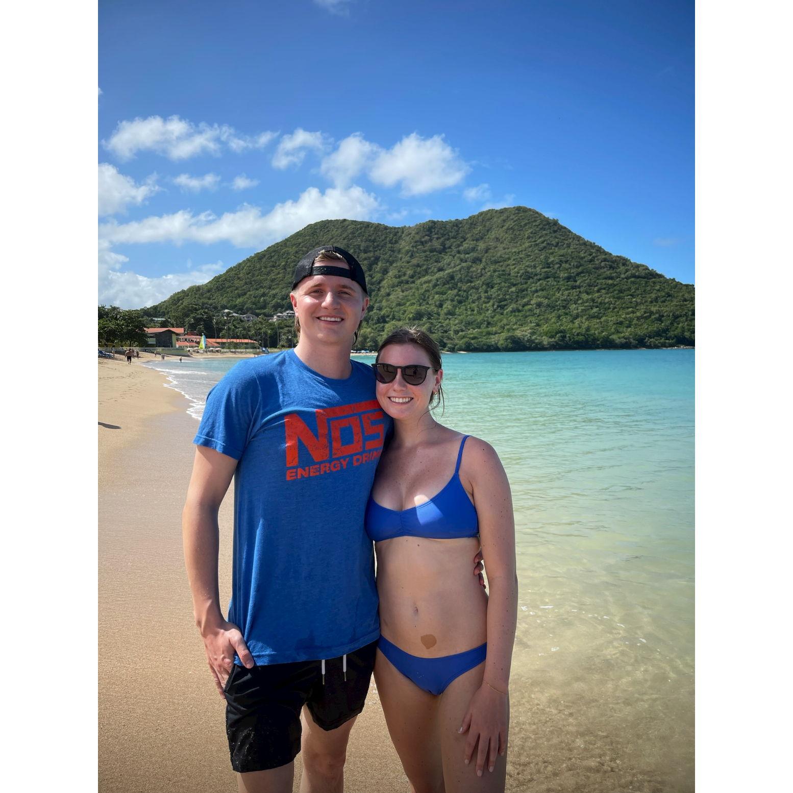Us in St. Lucia, one of our favorite places!