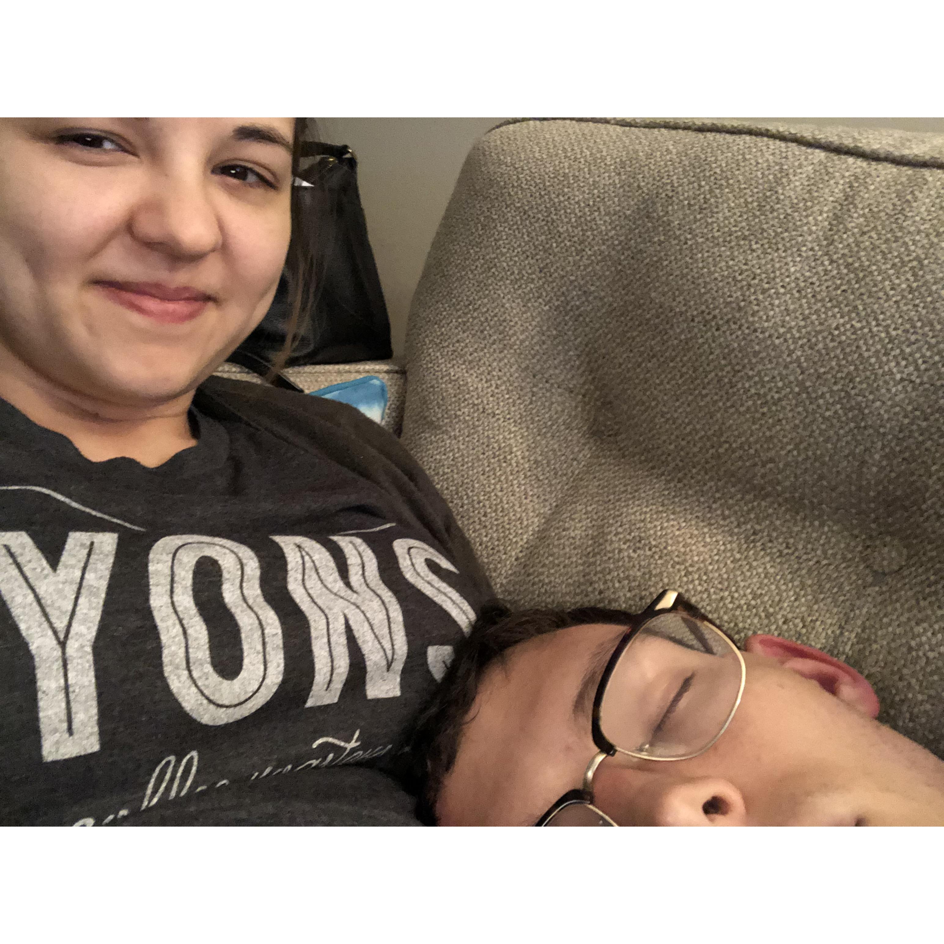 He's always asleep...