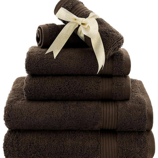 American Veteran Towel, Towels for Bathroom, 6 Piece Towel Sets for Clearance Prime, 100% Turkish Cotton Bathroom Towels, 2 Bath Towels 2 Hand Towels 2 Washcloths, Brown