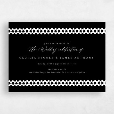 Black Pattern 2 Wedding Invitation - Clover Landscape