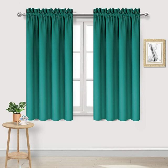 DWCN Teal Room Darkening Blackout Curtains - Thermal Insulated Privacy Energy Saving Window Curtain Drapes 42 x 54 inch Length, Set of 2 Bedroom Living Room Curtains