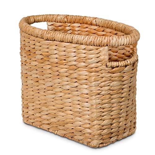 BIRDROCK HOME Seagrass Magazine Holder - Natural - Hand Woven Basket - Upright Living Room Organizer - Paper - Stylish Decorative Design - Slim Frame