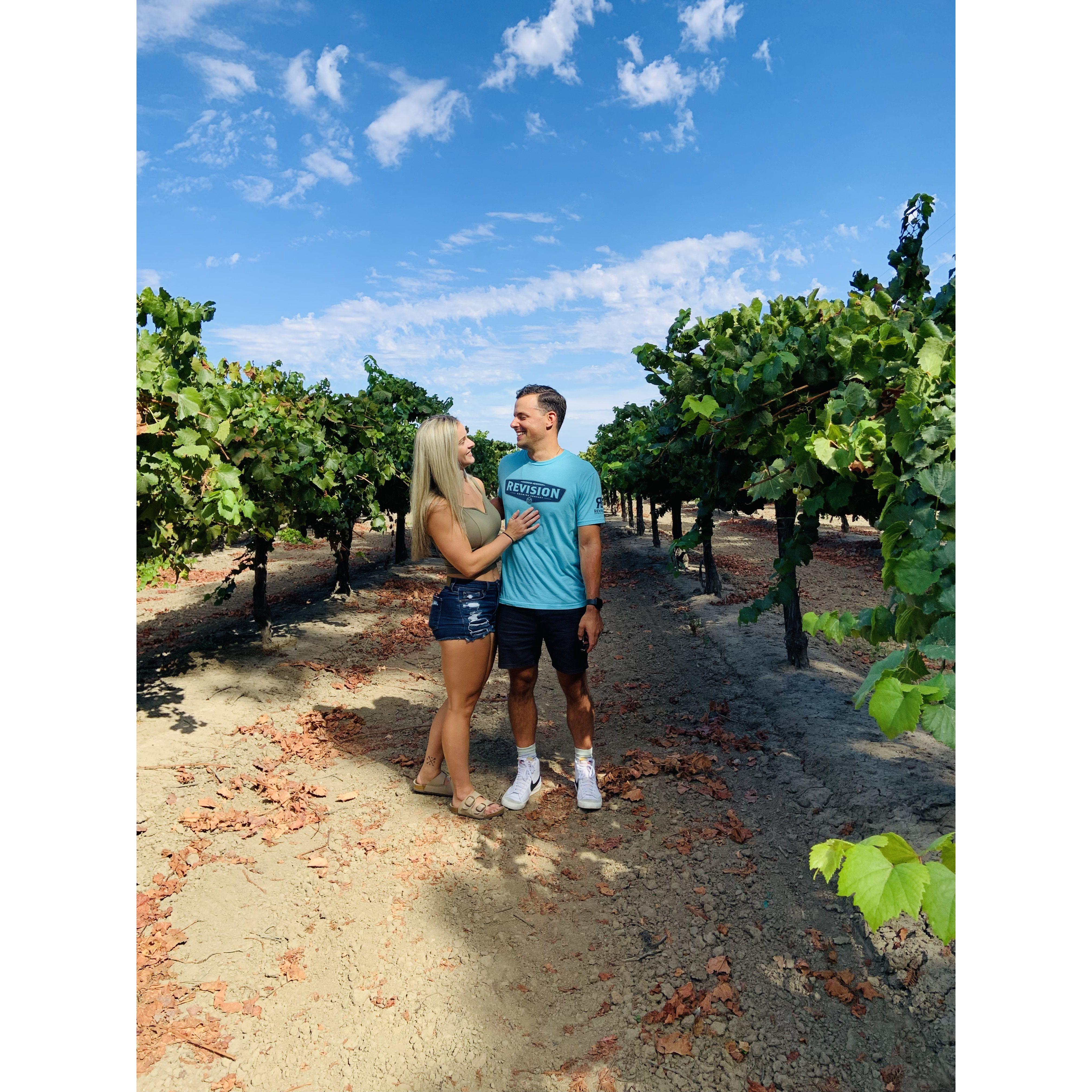 We went wine tasting and a stranger took photos of us in the vineyards.