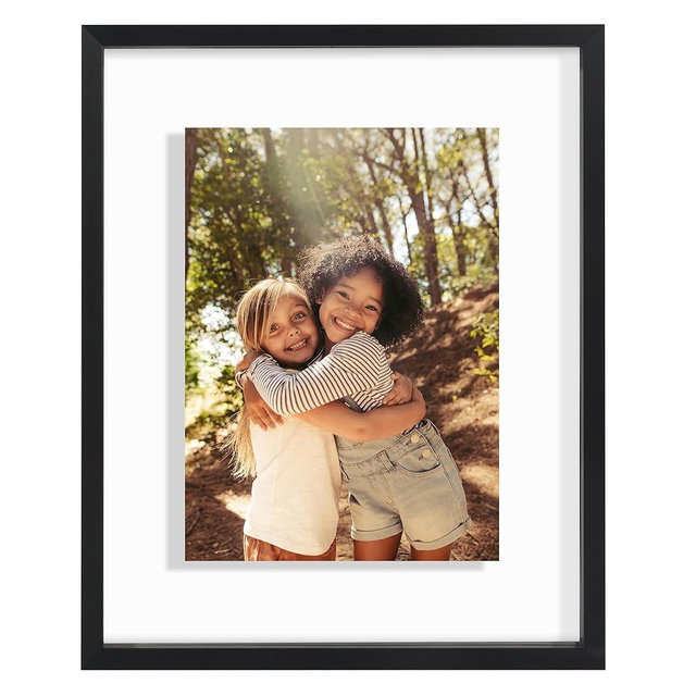 Americanflat Aluminum 8x10 Floating Picture Frame with Shatter-Resistant Glass - Use as 5x7 Picture Frame or Display 8x10 Photo - Signature Float Collection - Photo Frames for Wall Display - Black