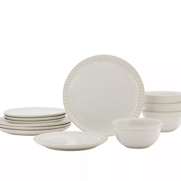 Mingle & Co. Sawyer Carved Rim 12-pc. Dinnerware Set