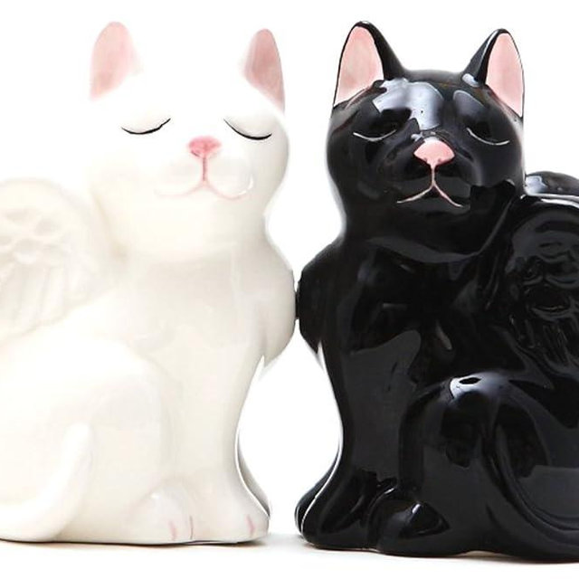 Pacific Giftware 3.5 Inch Black and White Angelic Cats Salt and Pepper Shakers Set