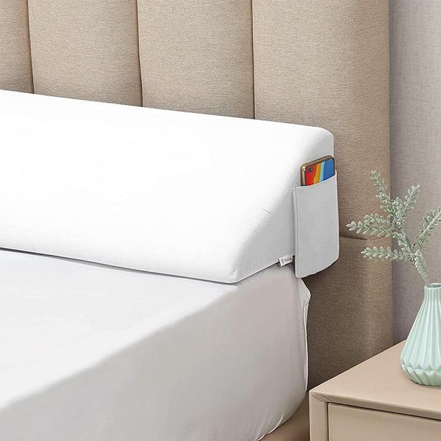 Vekkia Queen Size Bed Wedge Pillow Gap Filler/Headboard Pillow/Mattress Wedge Close The Gap (0-6'') Between Headboard and Mattress （White 60"x10"x6"）