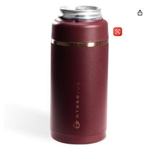 HydroJug Slim Can Cooler - 2-in-1 Insulated Can Cooler Cup - Stainless Steel Slim Can Holder with Non-Slip Rubber Base - Screw-Top Lid - Dishwasher Safe - 12oz, Merlot