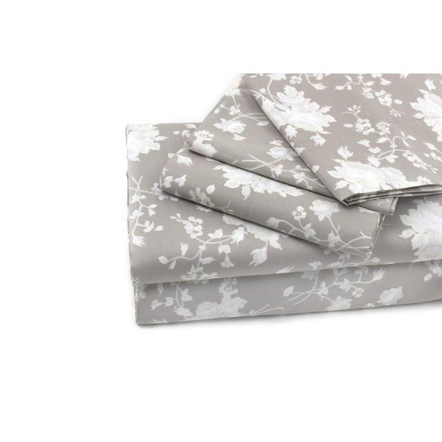 Anirvesh 500 Thread Count Floral Egyptian-Quality Cotton Sateen Sheet Set