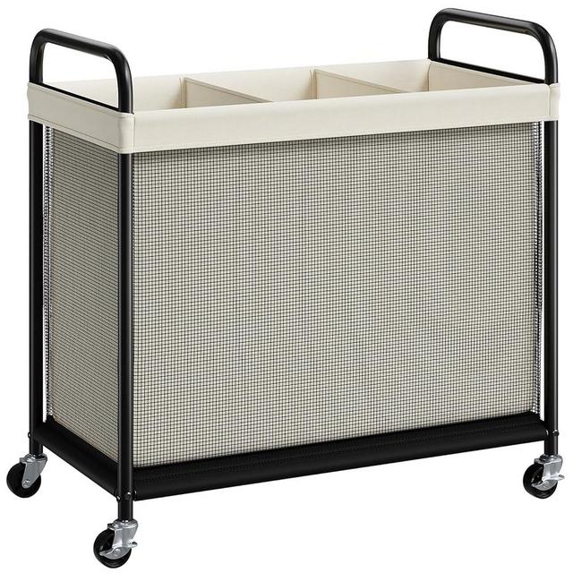 ELYKEN Laundry Hamper 3 Section, 120L Rolling Laundry Sorter with Removable Liner Bag, Laundry Basket with Wheels, Steel Frame with Metal Handle, Clothes Hamper Cart for Laundry Room & Bedroom