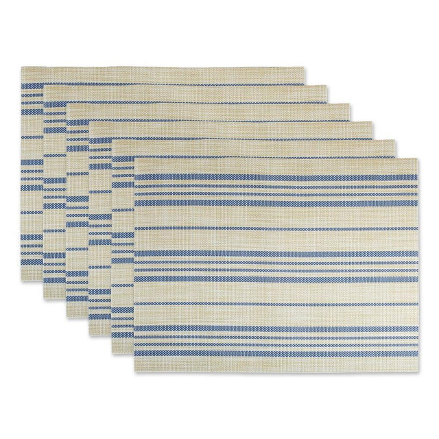 DII French Blue Farmhouse Stripe PVC Woven Placemat