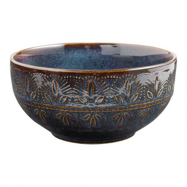 Indigo Blue Embossed Willow Cereal Bowl
