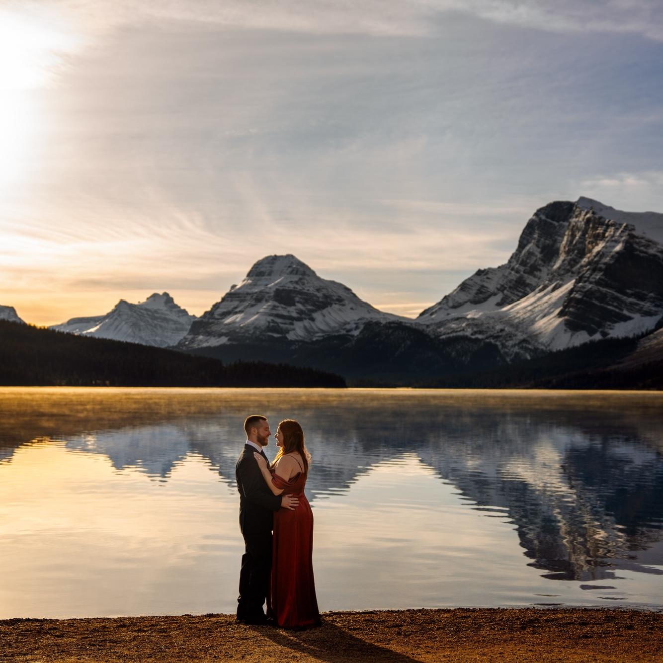 Sunrise engagement pic in Banff