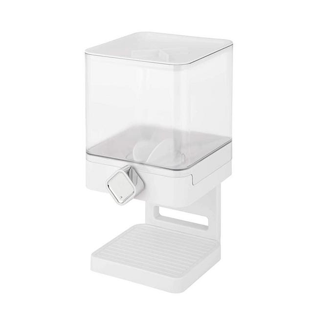 Zevro Compact Dry Food Dispenser, Single Control, White/Chrome