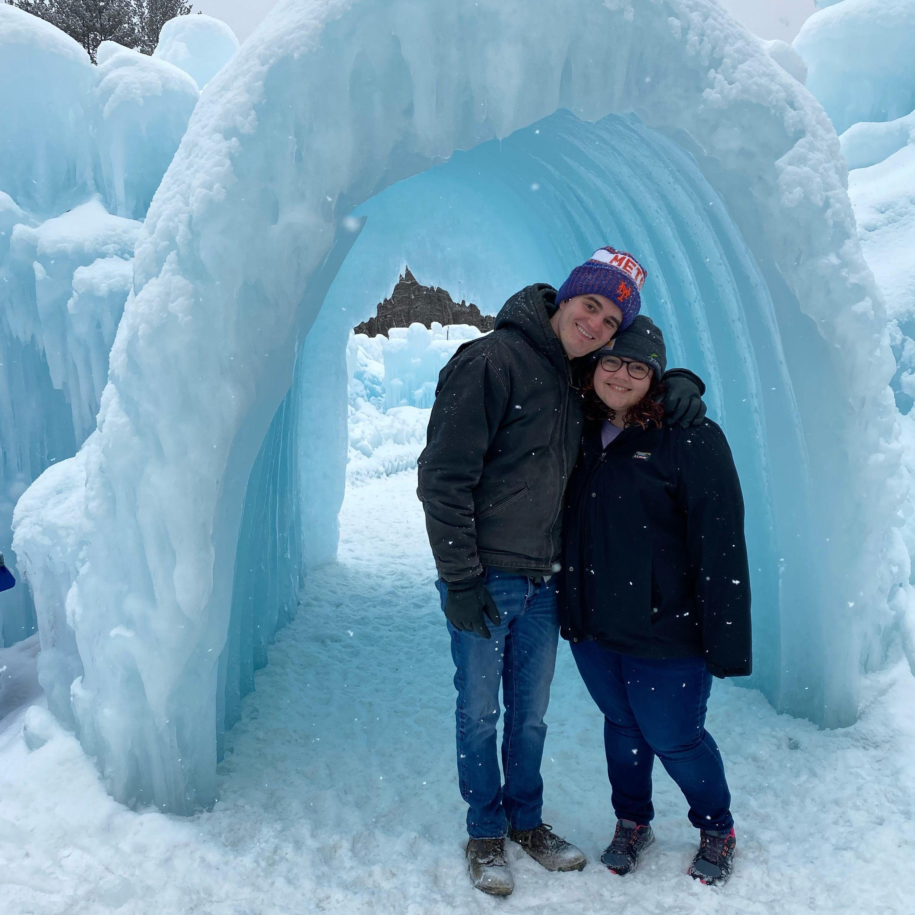 We took this picture at the North Woodstock Ice Castles, chilly but gorgeous!