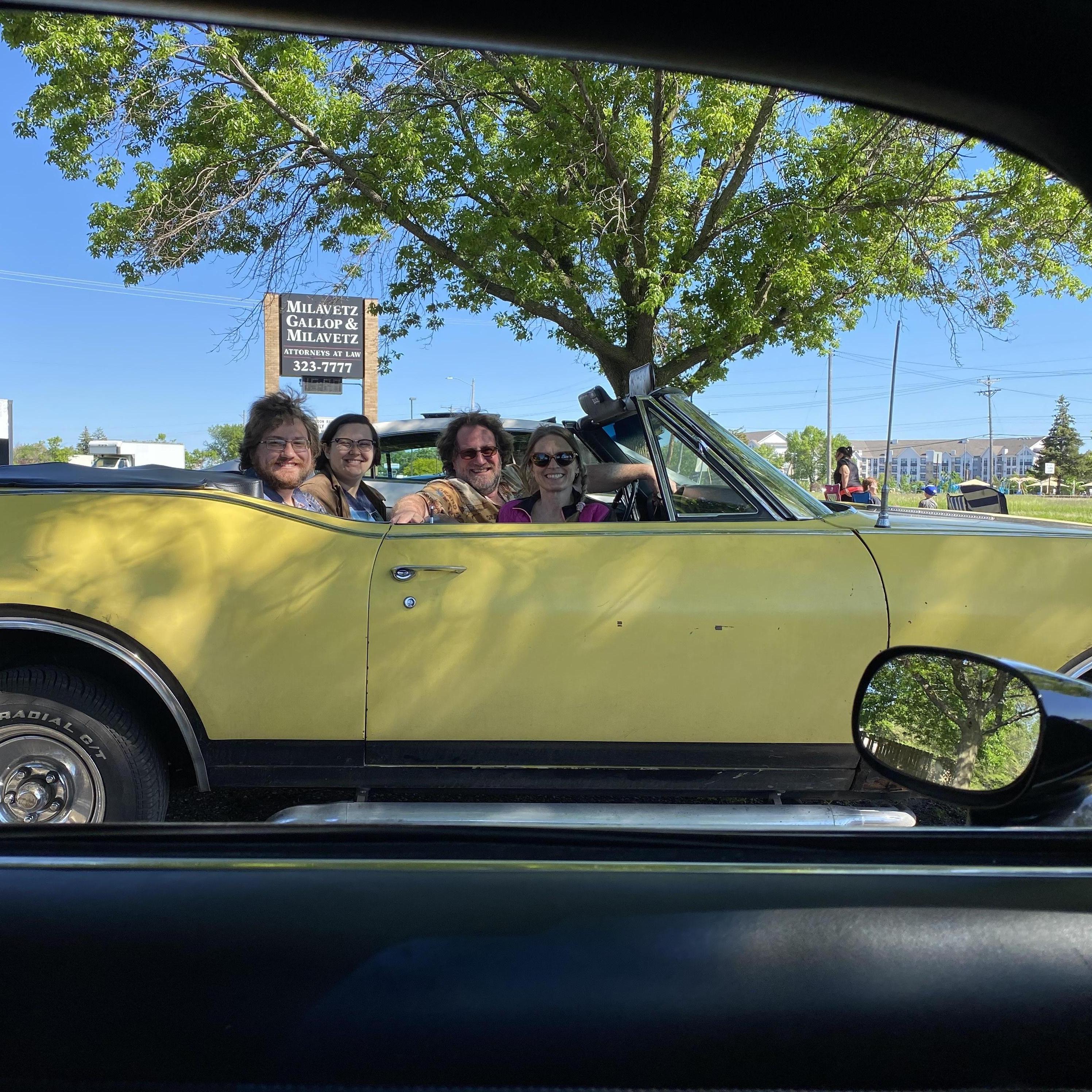 Us and Spencer's parents, Erik and Eileen, at a hot rod show