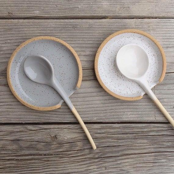 Ceramic Spoon Rest, White