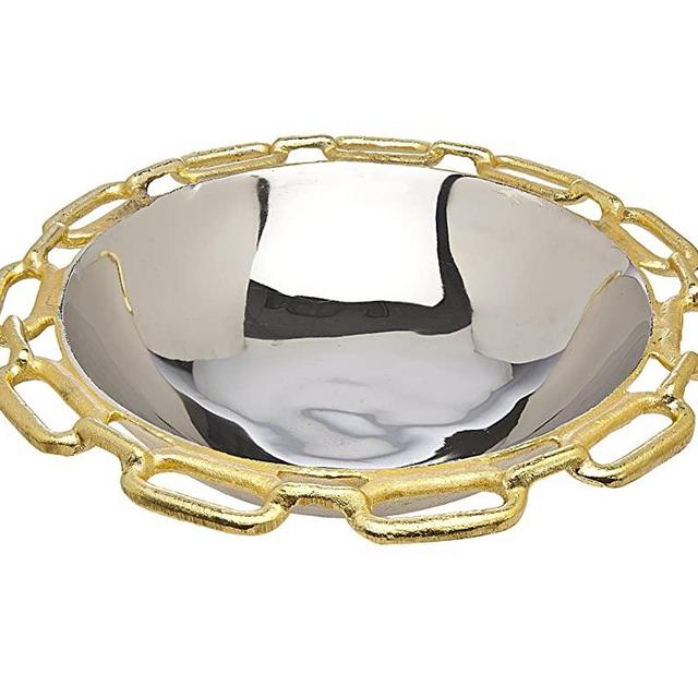 Godinger Silver Art Gold Chain Bordr Round Bowl