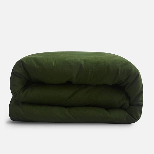 Sijo Premium Stone Washed 100% French Linen Duvet Cover, Small Batch Sourced from Normandy, Breathable and Durable (Forest, Full/Queen)