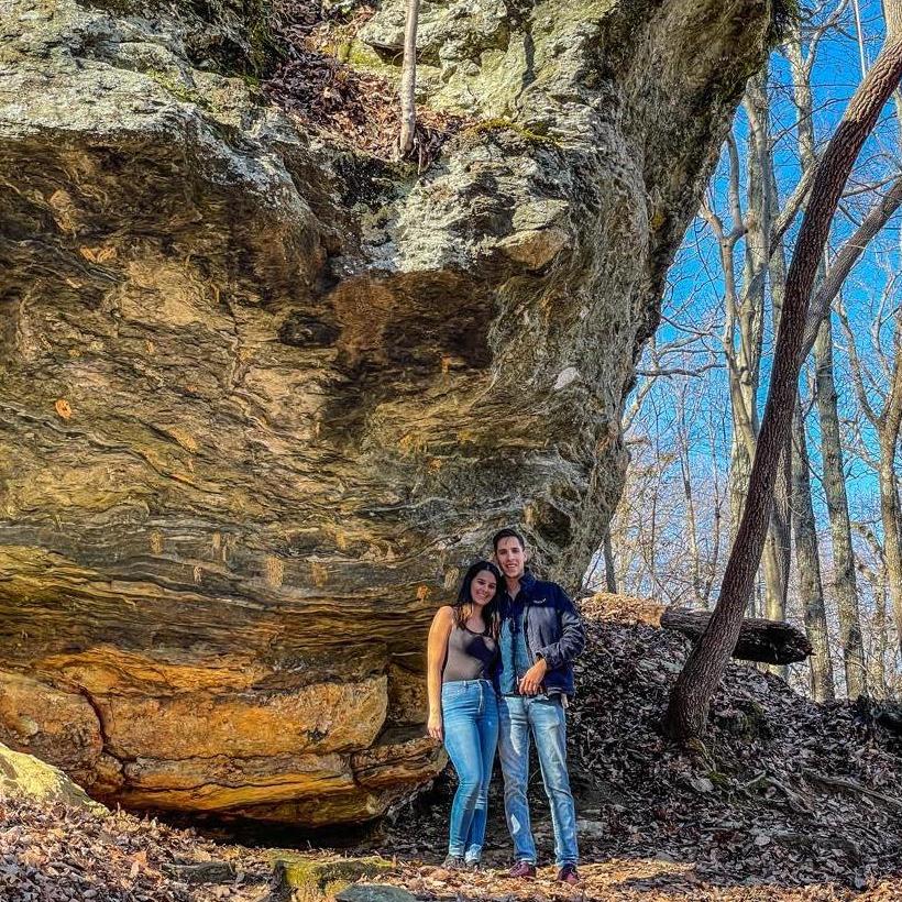 This photo was taken only an hour before Dylan proposed to me! We were hiking to the top of the mountain to get the perfect view.